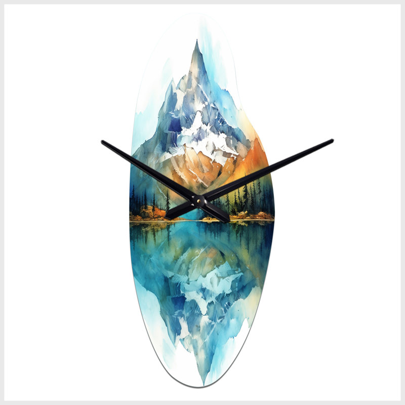 Horloge murale incurvée traditionnelle Florea Calming Mountain Riverside III - Mountains, Moyenne