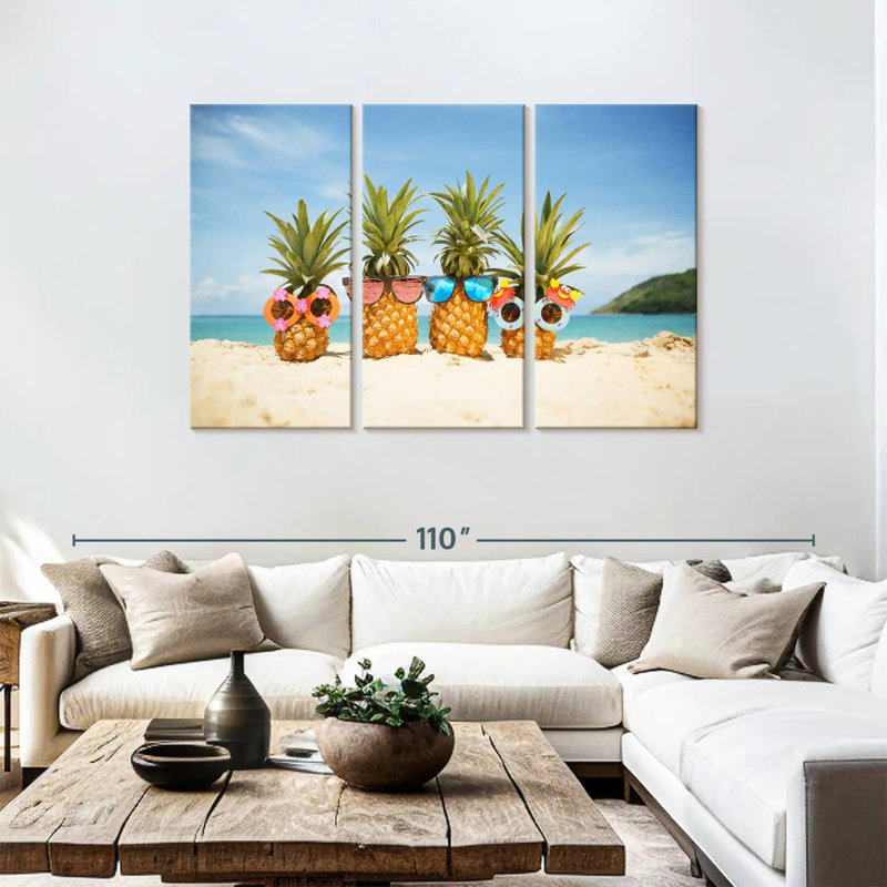 Yarlin Summer Beach Pineapples, 48" H x 74" W