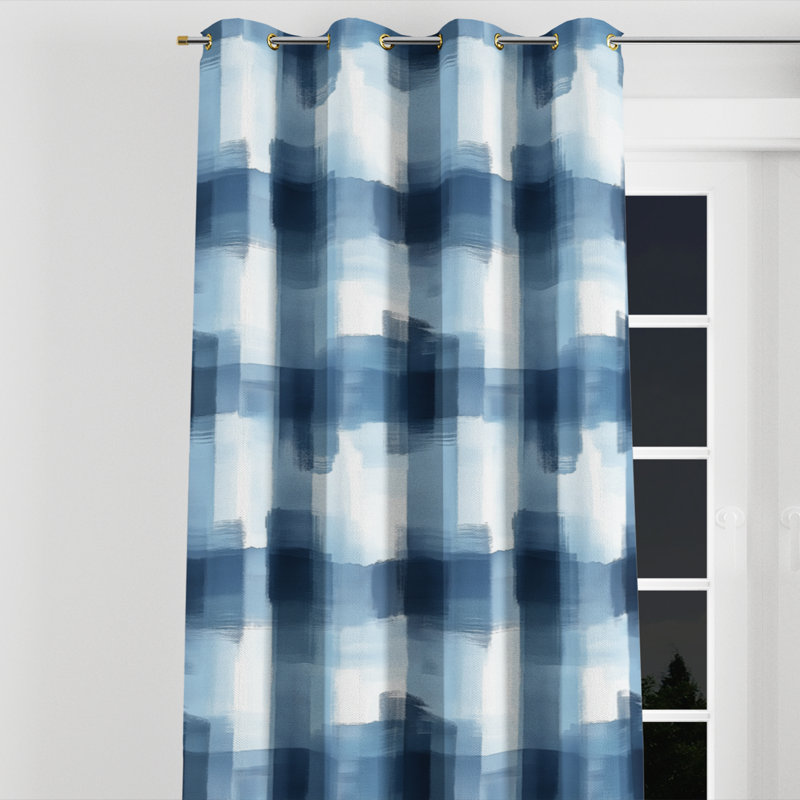 Coastal Room Darkening Curtains - Beach Balqis Grommet Curtain - 1 Panel, Gold Grommets, 52" W x 90" L