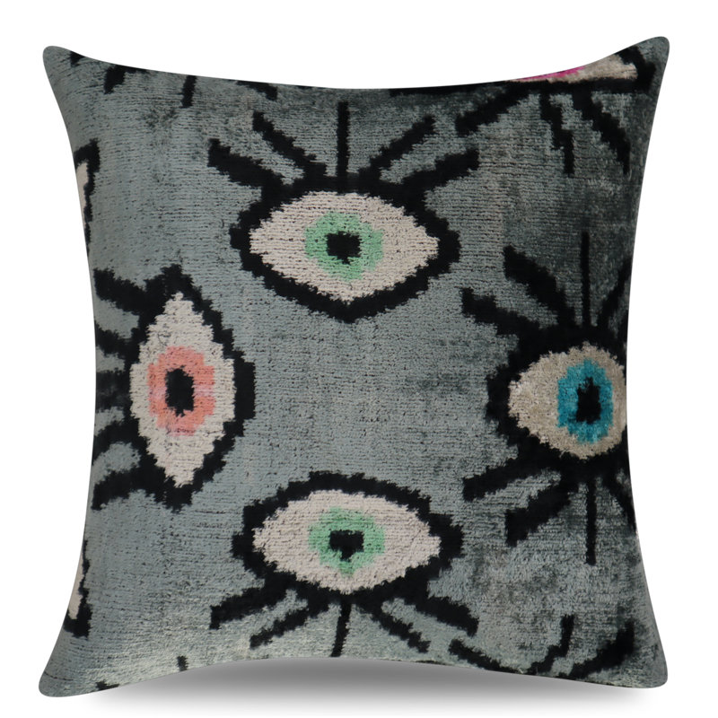 Coussin décoratif géométrique, Gris, 16 po x 16 po, Carré