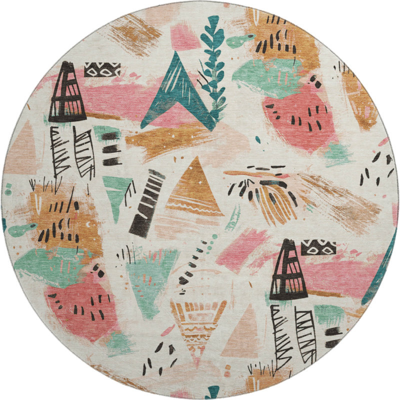 Premium Machine Washable Harjo AMF1573 Modern Rug, Round 8'