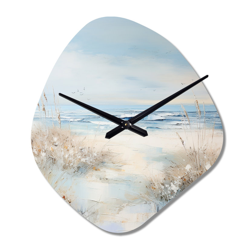 Coastal Ocean Charm In Winter - Horloge asymétrique en métal, horloge murale beige, Grand