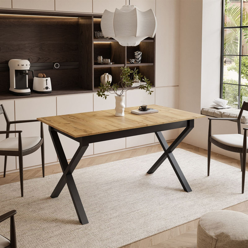 Extendable table ARTON II  140 cm,  "X" legs, Gold Craft Oak, Black