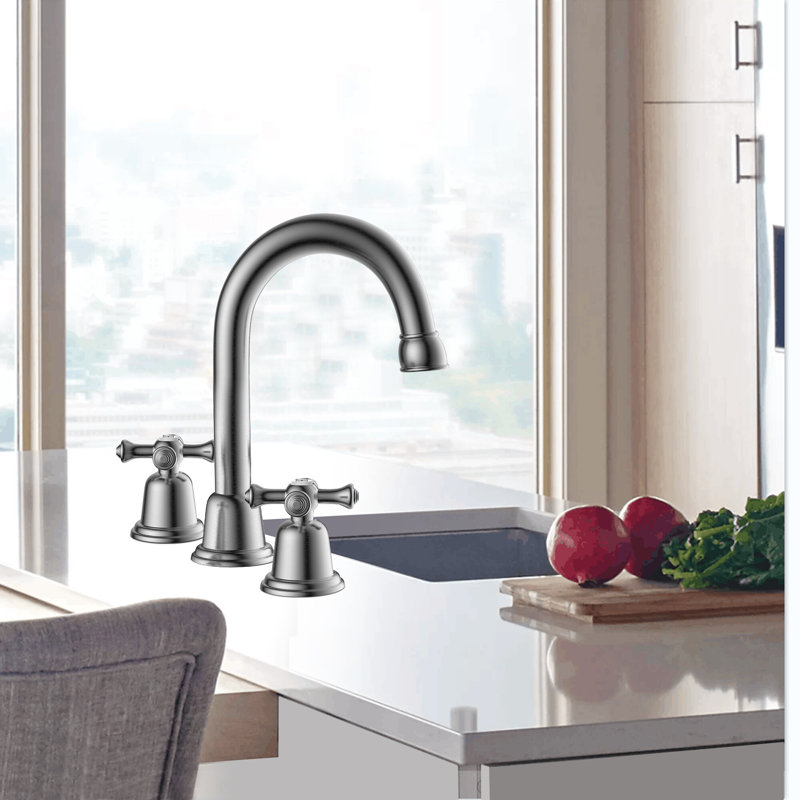 2-handle Bathroom Faucet with Drain Assembly