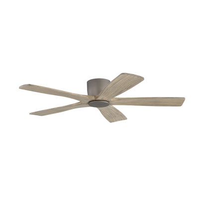 Milan 54inch 6 Solid Wood Blades Dc Motor Indoor Flush Mount Ceiling Fan With Remote, Charcoal Grey