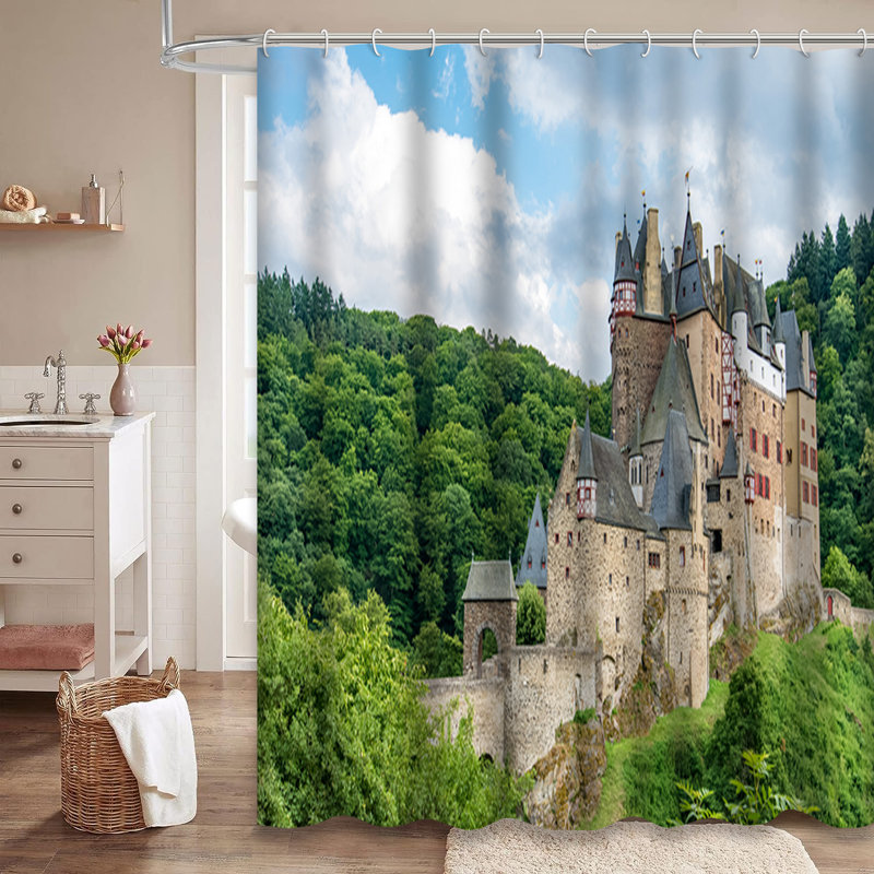 Rideau de douche avec 12 crochets Castle, L 72 po x l 84 po