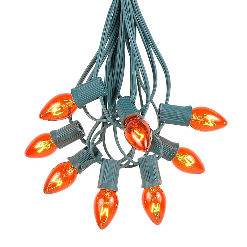 Lampe de noël 25 lumières de chaîne, 84", Ambre, 25