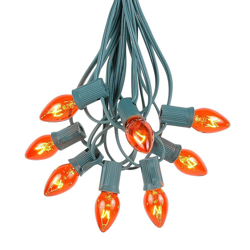 Lampe de noël 25 lumières de chaîne, Ambre, 25, 84"