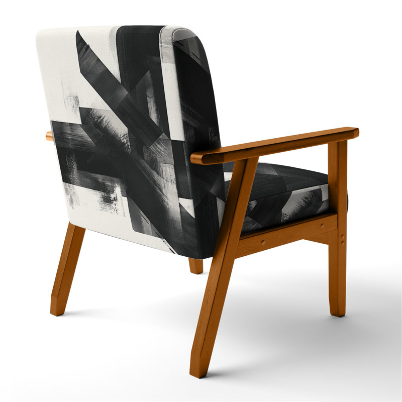 Chaise rembourrée Abstract Shapes, Accoudoirs carrés bruns