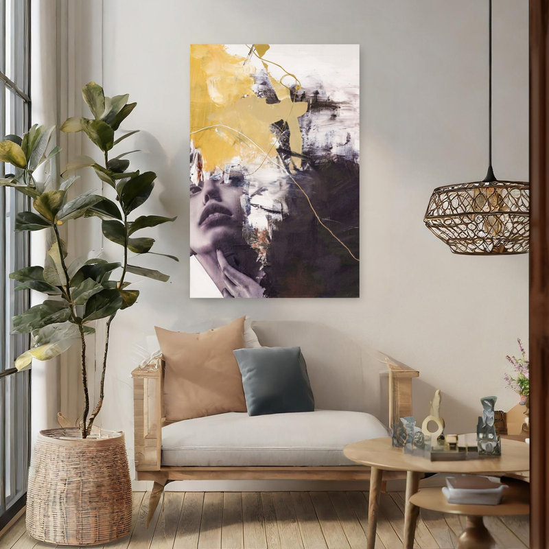 Ère jaune 2, art abstrait contemporain, H 48 po x l 32 po