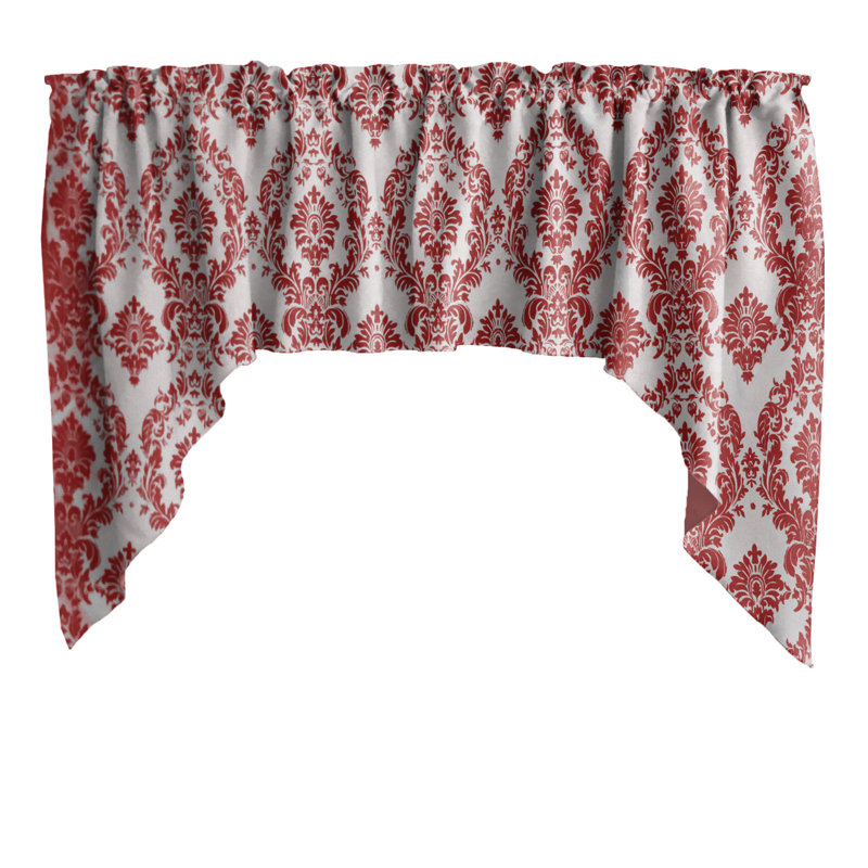Cantonnière damas, Rouge / blanc