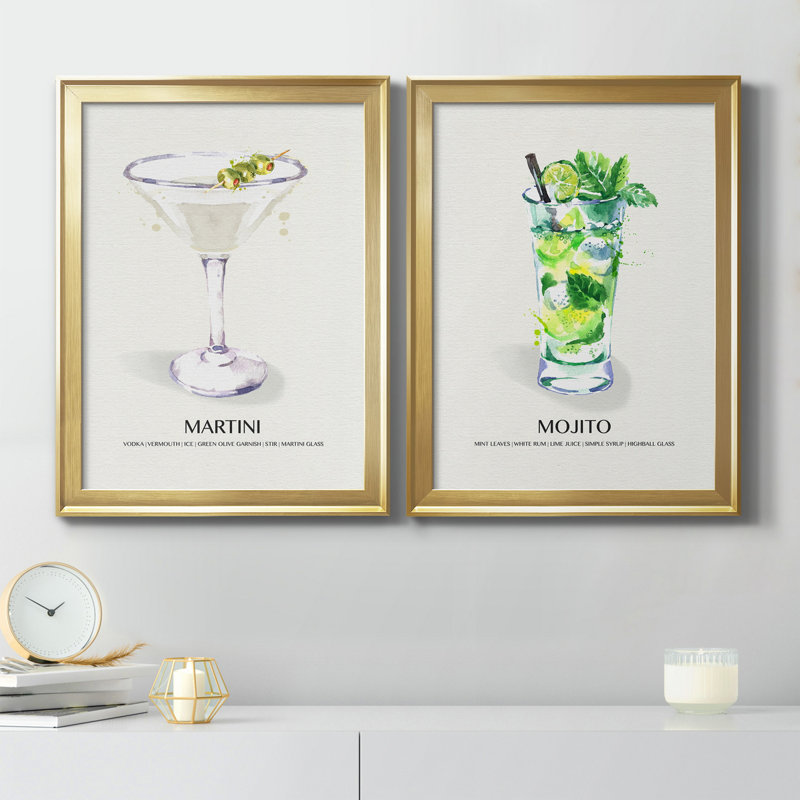 Reproduction encadrée de qualité supérieure Martini - prête à être accrochée, Or, H 22,5 po x l 61 po x P 1,5 po