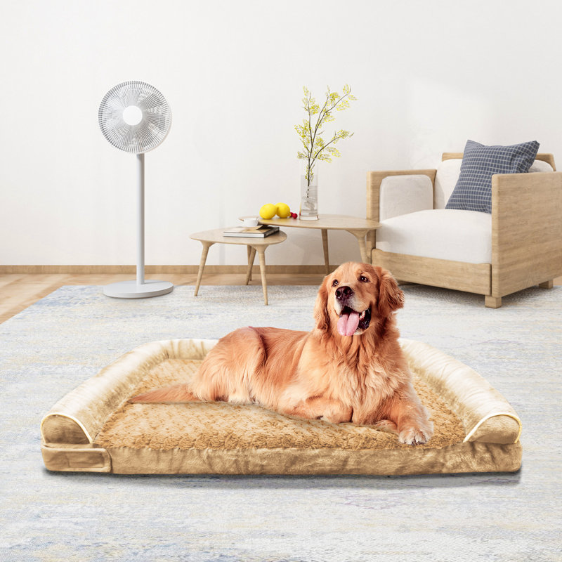 Lit pour chien apaisant pour petits chiens, L 44 po x l 31,5 po x H 6,5 po, Kaki
