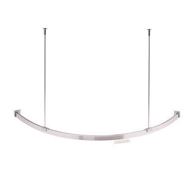 1750cm Curved Shower Curtain Pole & Hook Set