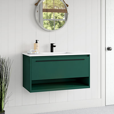 Roman 36'' Single Bathroom Vanity with Engineered Marble Top