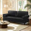 Fauteuil Morse en similicuir avec coussin d'assise capitonné et pieds en bois-866898908