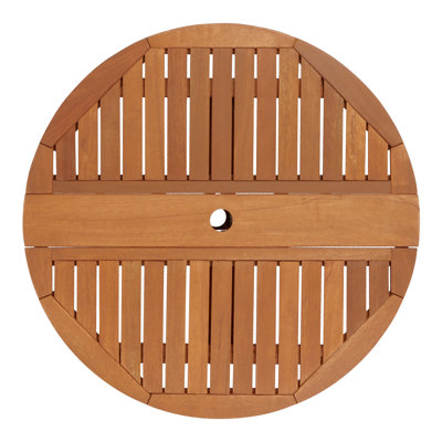 Abi-Jo Round Solid Wood Outdoor with Umbrella Hole Dining Table - 89.7 cm W 90 cm D