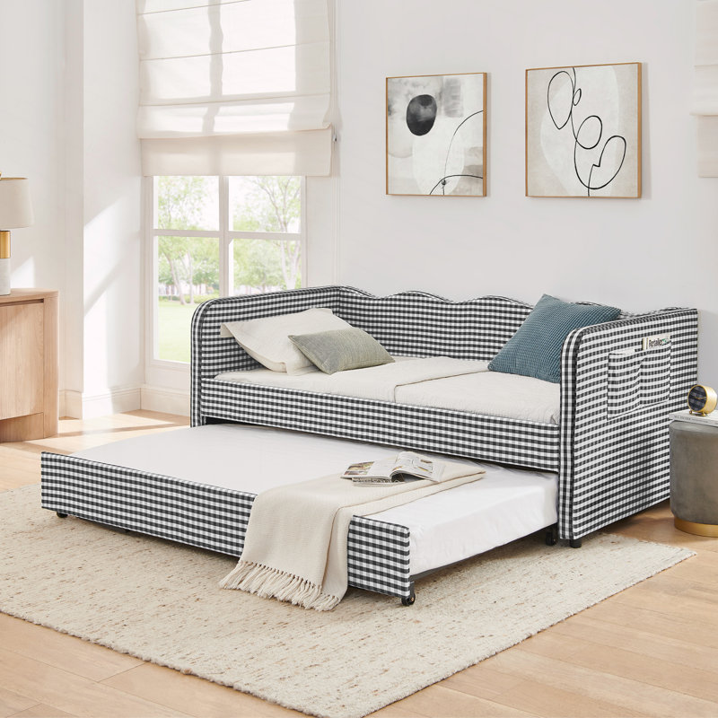 Lit de jour simple, canapé-lit convertible polyvalent 3 en 1 Gingham