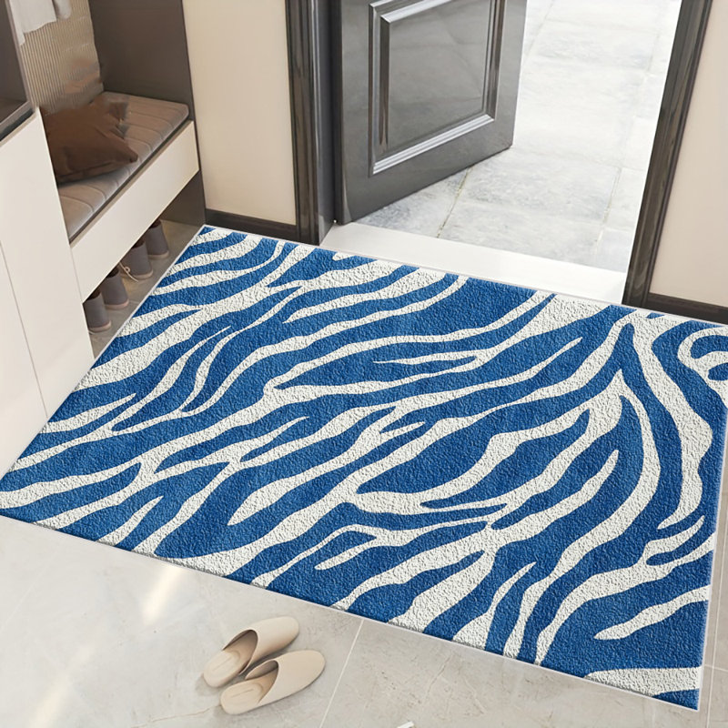 Blue Zebra Print carpet-easy to clean, machine-washable, soft and comfortable; suitable for door mats, kitchens, living rooms, bedrooms, corridors, and laundry areas. Easy to clean, durable carpet for home decoration.