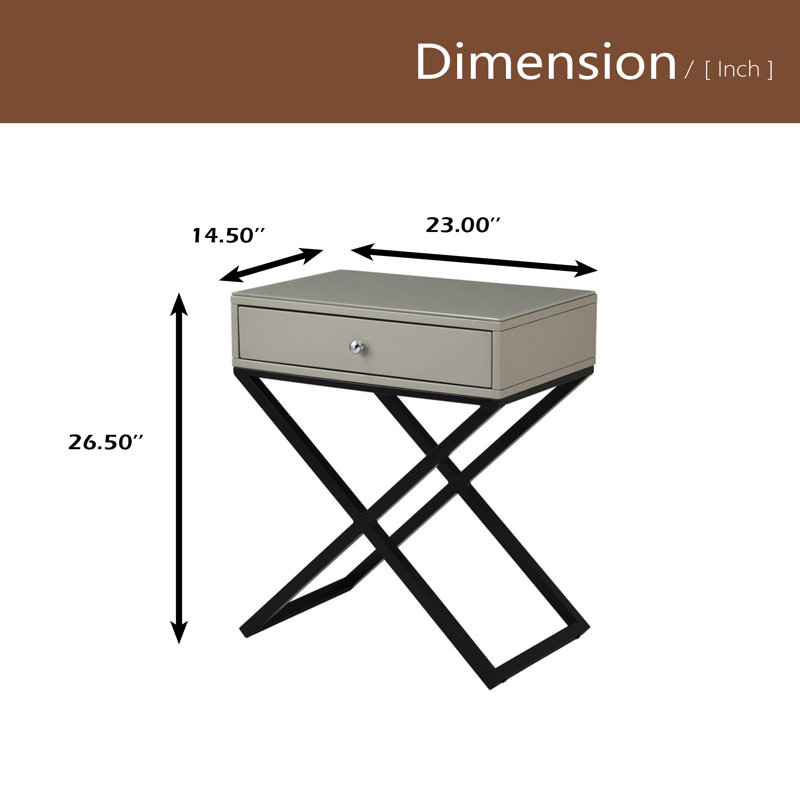 Table de chevet 23 po Taupe, Taupe
