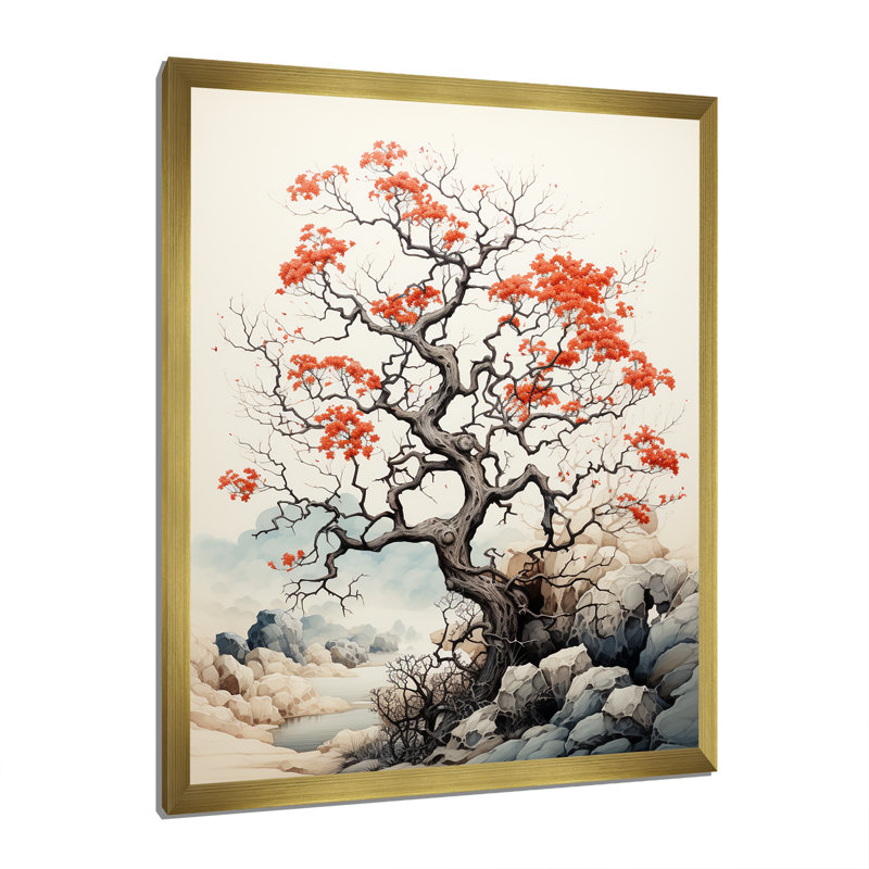 Lookebill Coral Tree Whimsical Whispers - Print on Canvas, H 40 po x l 30 po x P 1,5 po, Encadrement doré