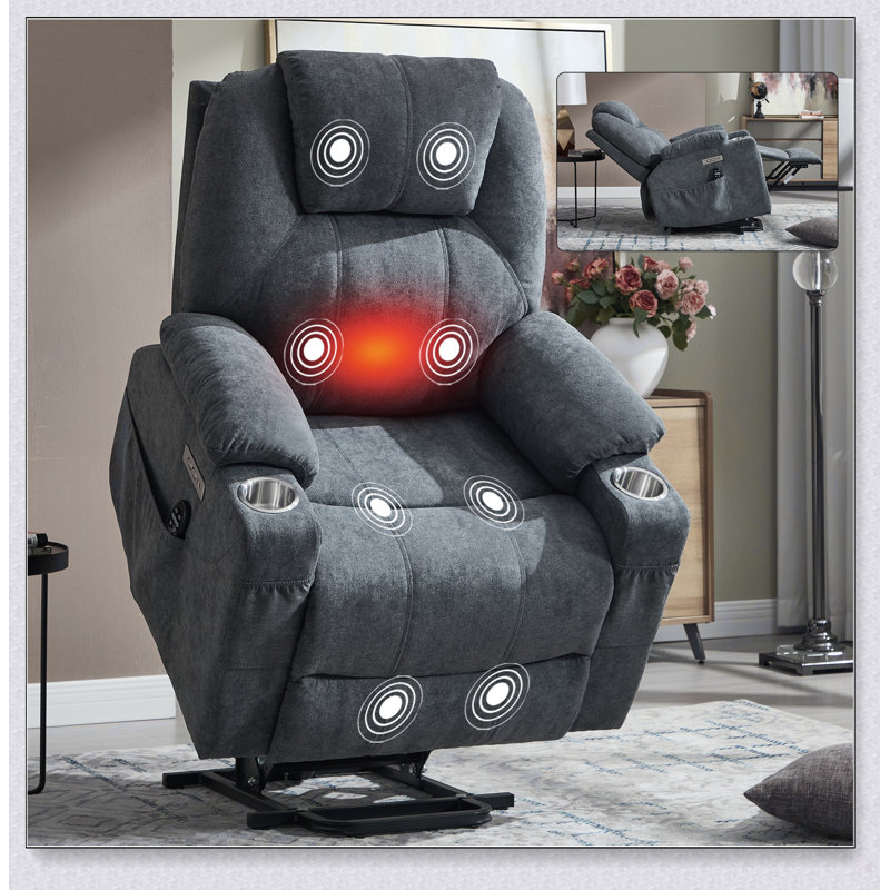 Heavy Duty 350 LBS Power Lift Recliner Chair With 8-Point Vibration Massage, Lumbar Heating, And USB/Type-C Ports For Ultimate Comfort And Convenience.