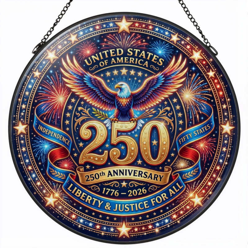 Panneau de fenêtre en verre pour décoration intérieure American Eagle USA 250th Anniversary - H 12 po, H 12 po