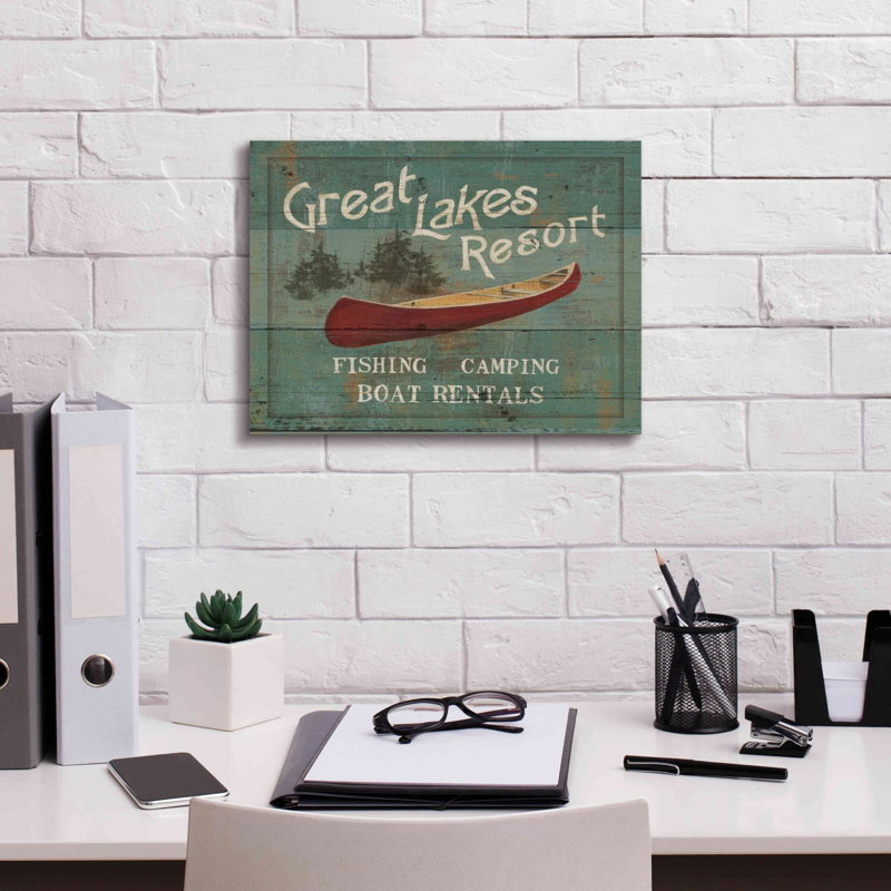 «Lodge Signs III» par James Wiens, art mural sur toile, H 12 po x l 16 po x P 0,75 po