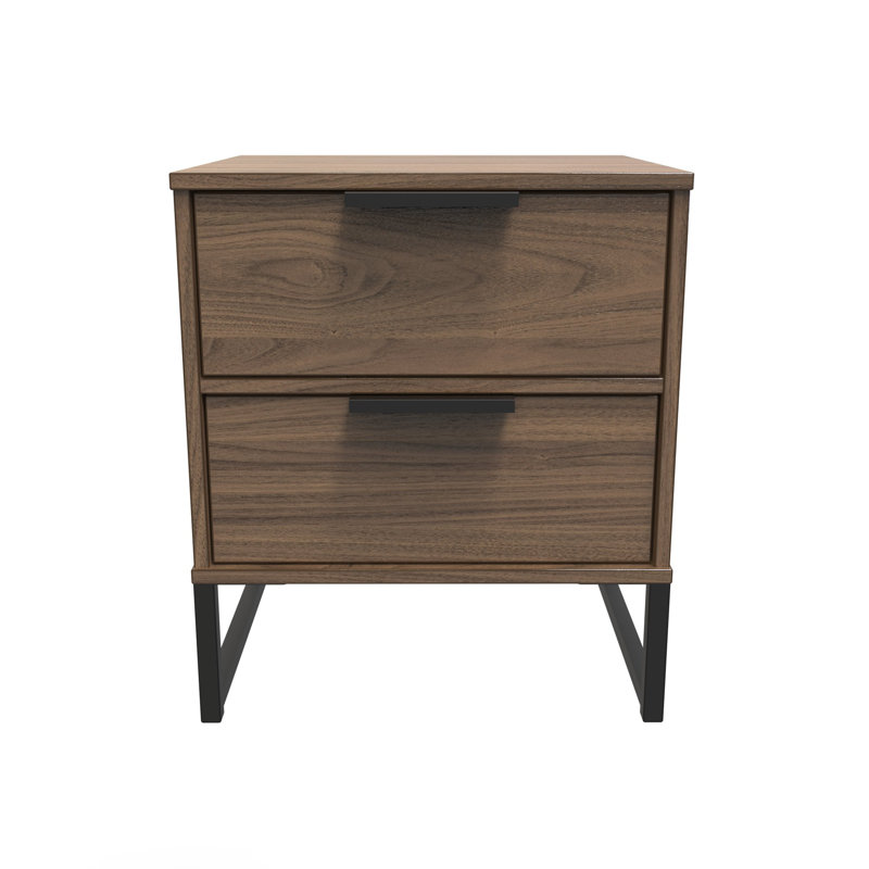 Turah 2 Drawer Bedside Cabinet (Ready Assembled), Carini Walnut