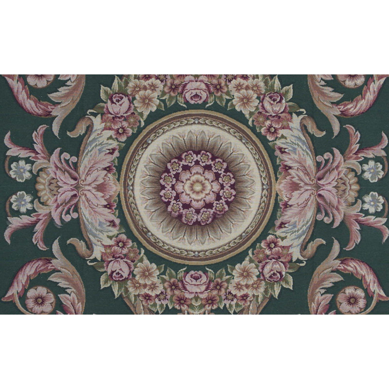 Hand-Knotted High-Quality Green and Brown Area Rug
