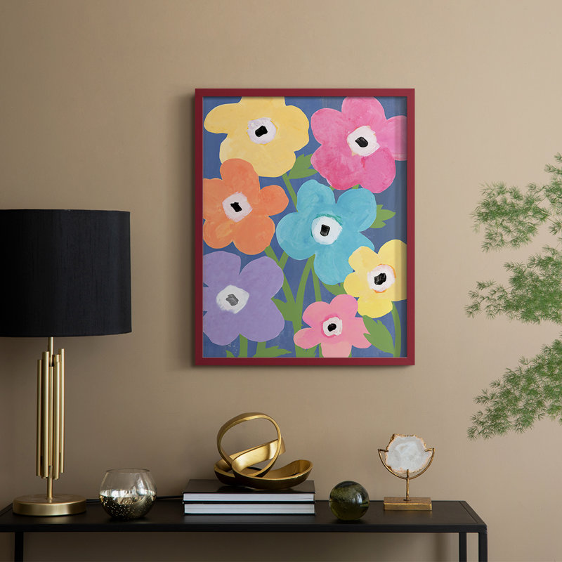 «Flower Market Color I», reproduction encadrée - bois massif, Rouge, H 21 po x l 17 po