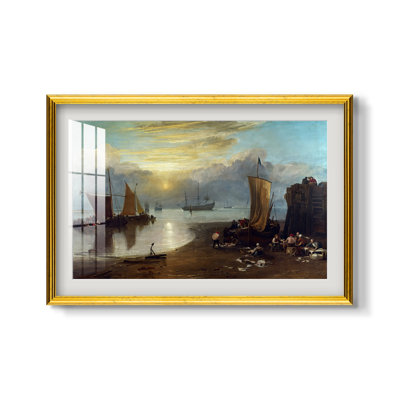 Lever du soleil à travers la brume : pêcheurs nettoyant et vendant du poisson, vers 1807 - J.M.W. Turner - Estampe encadrée sur mesure