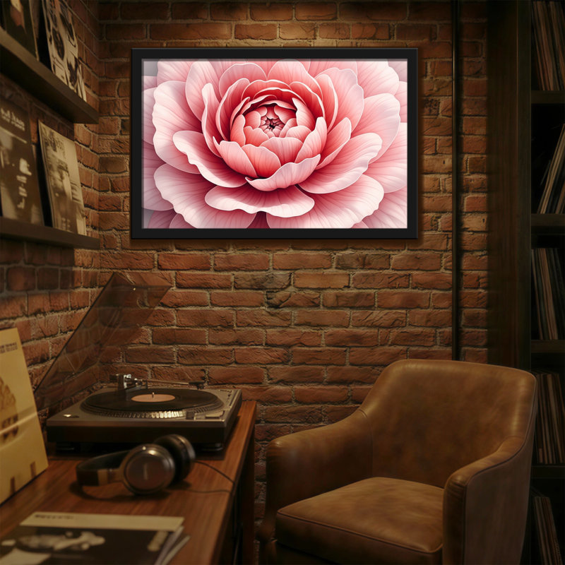 Plantes et fleurs, impression de motif floral rose, H 24 po x l 36 po