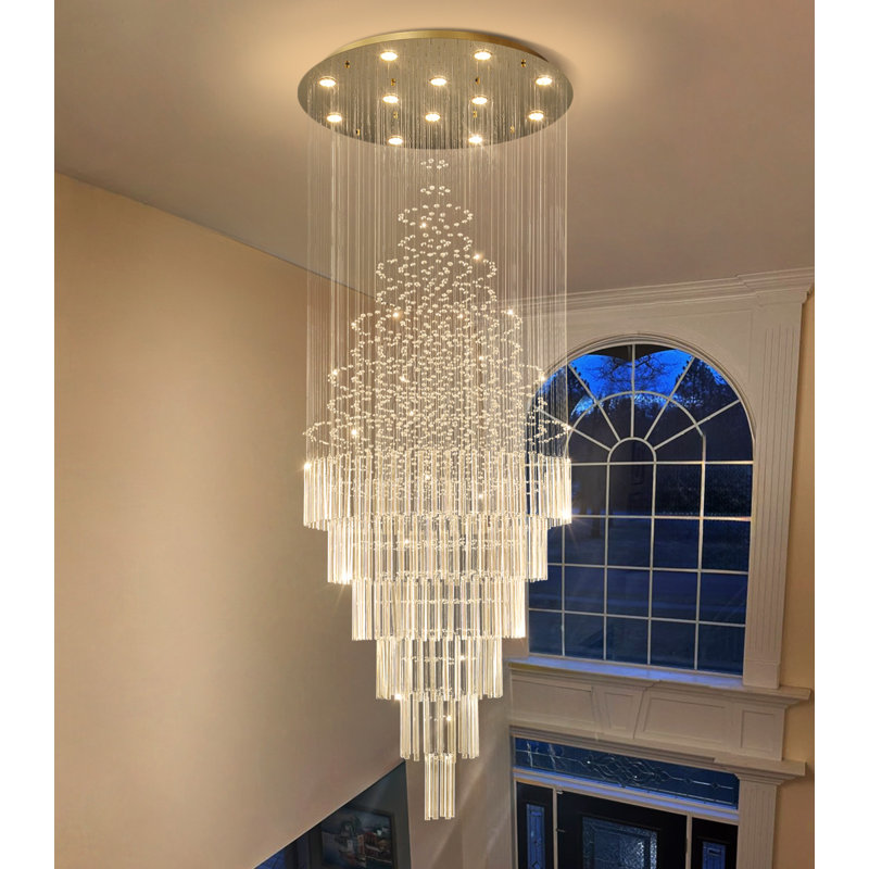 Glam Crystal Chandelier With Led Dimmable Bulbs, Gold