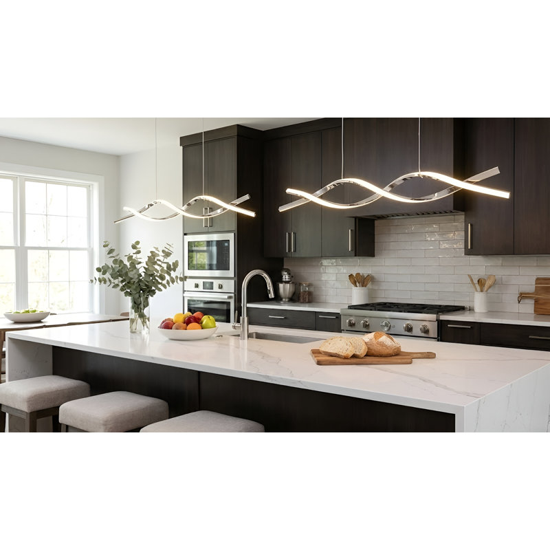Light LED Kitchen Island Pendant, 2-PACK,Silver Finish, 2 Pack