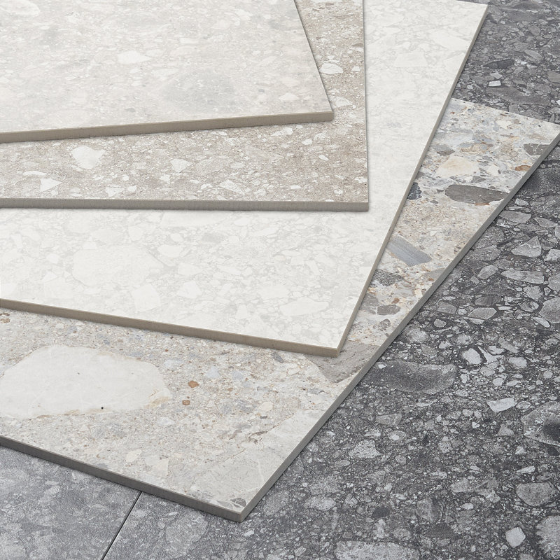 Rizo 24x24 Matte Terrazzo Look Porcelain Tile, Ivory