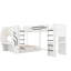 Lit superposé simple et double en L 3 en 1 avec bureaux intégrés, station de charge, échelles et tiroirs de rangement, panneau perforé, lumière DEL, blanc-129180793