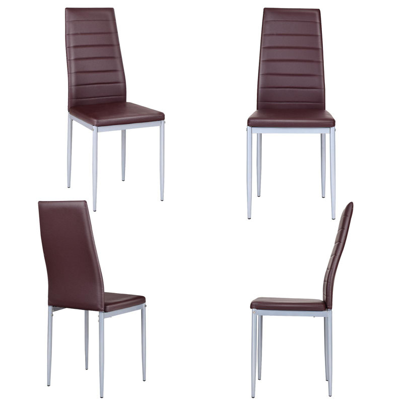 Bronsen 19'' H Upholstered Metal Side Chair, Brown