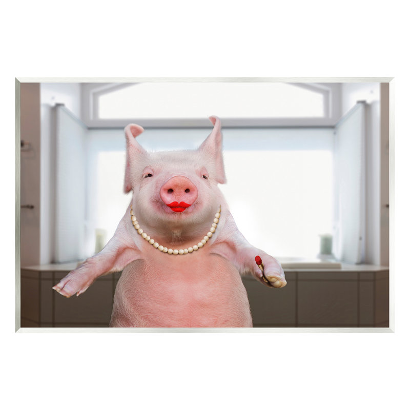 «Glam Pig in Rouge à lèvres» par Lund Roeser - impression, H 10 po x l 15 po x P 0,5 po