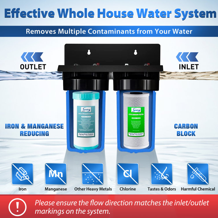 iSpring Système de filtrage de l'eau pour toute la maison avec bloc de  carbone et filtre r