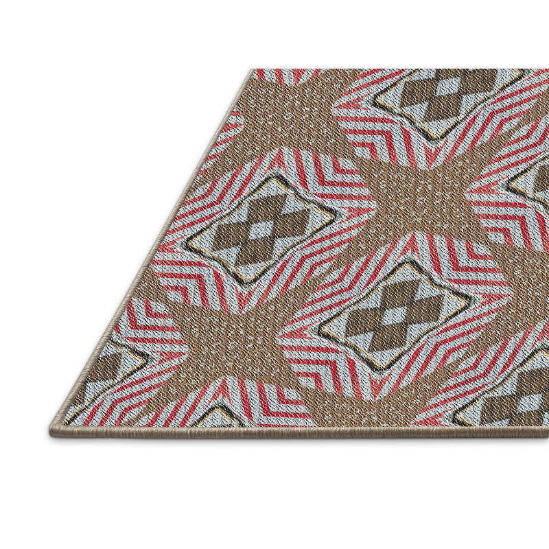 Tapis brun/rose tissé à la machine, Rectangle 5 pi x 7 pi