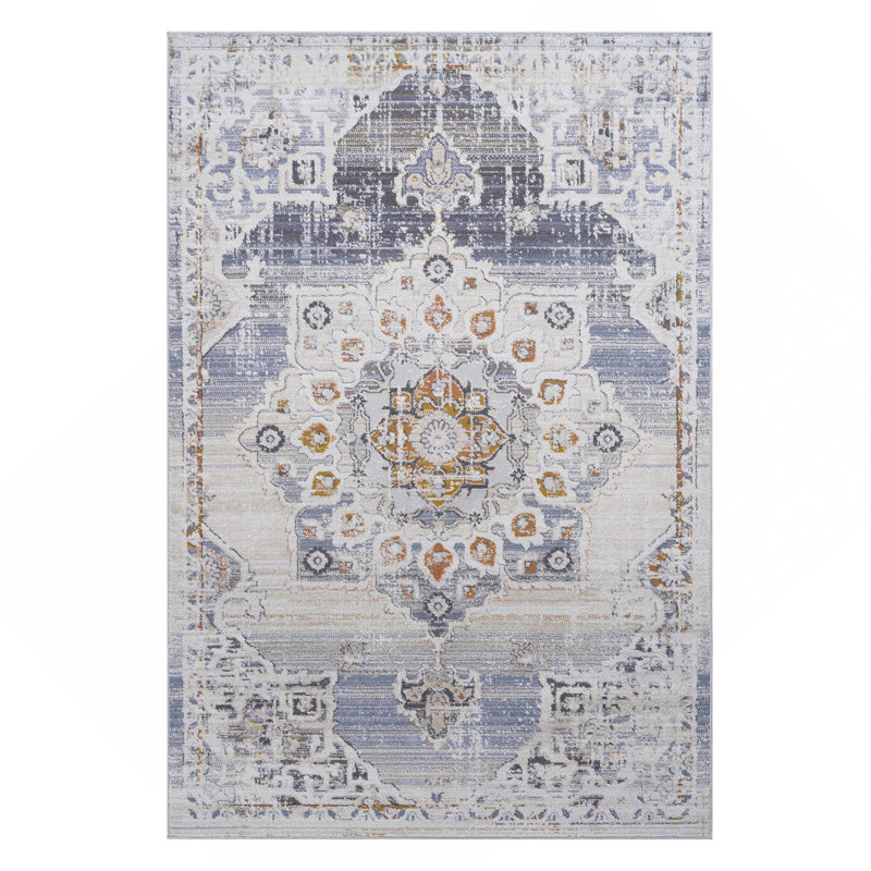 Tapis crème / or / médaillon, Rectangle 5 pi 3 po x 7 pi 6 po