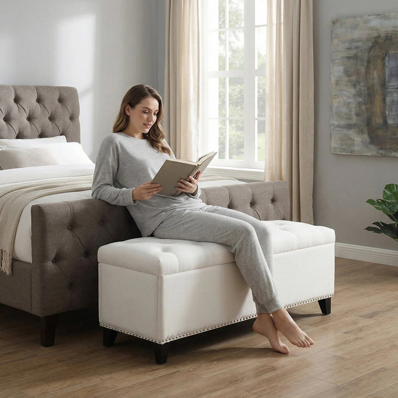Banc de rangement beige, Beige
