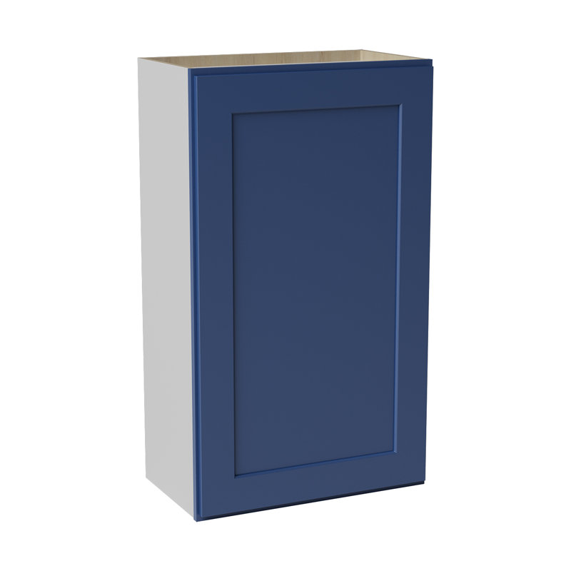Armoire de cuisine en bois massif prête à assembler, H 36 po x l 21 po x P 12 po, Shaker bleu