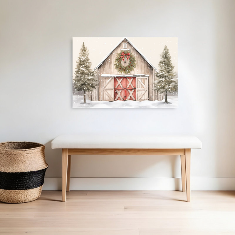 Bell Farm rustique serein, paysage abstrait, art mural nature, H 24 po x l 36 po