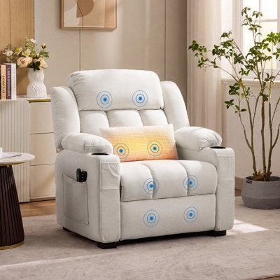 Upholstered Chenille Power Reclining Massage Chair