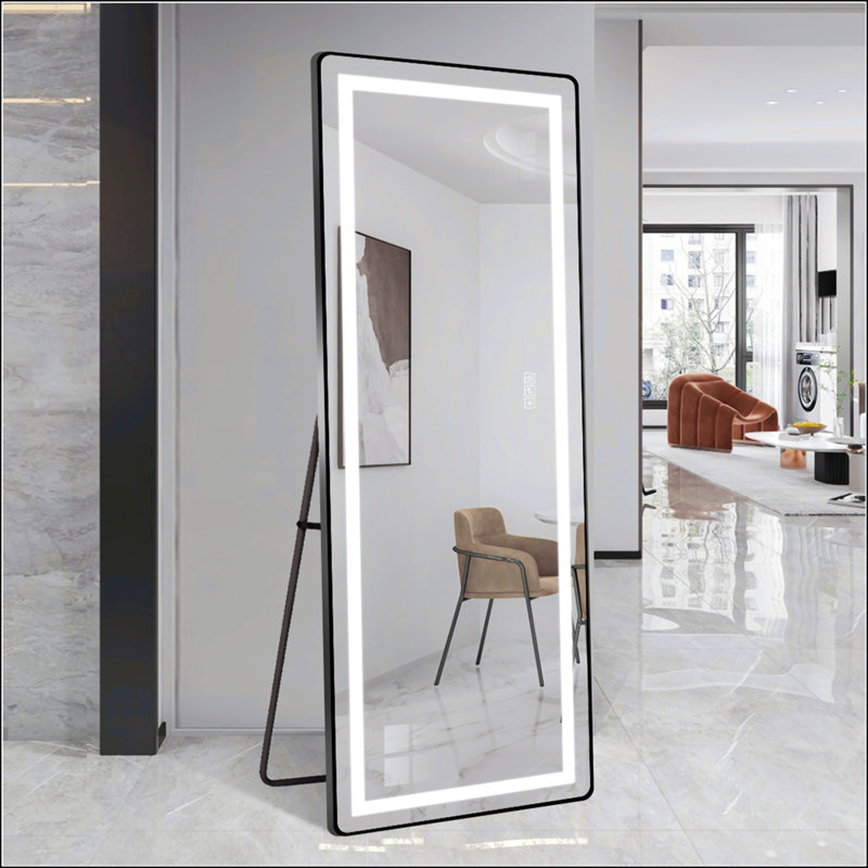 Miroir pleine longueur à DEL avec support réglable et imagerie de haute qualité