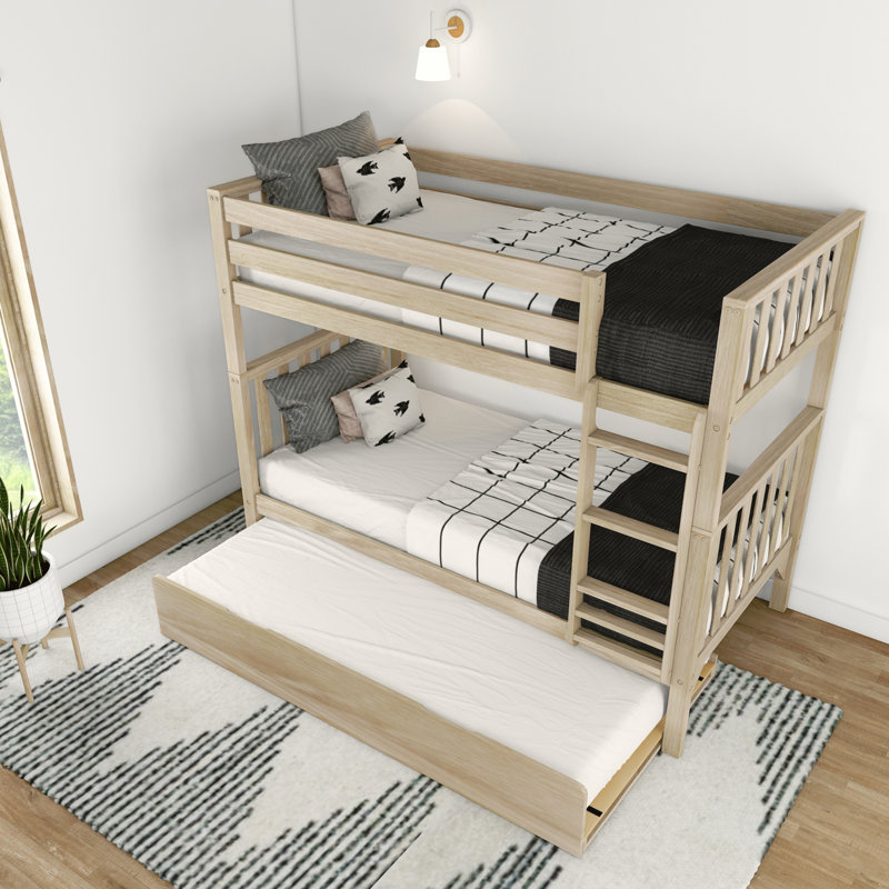 Brubaker Kids Twin Over Twin Bunk Bed with Trundle, Blonde