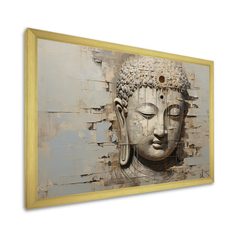 Simple Bouddhism Statue IV - Buddhism, reproduction d'art sur toile, Encadrement doré, H 24 po x l 32 po x P 1 po
