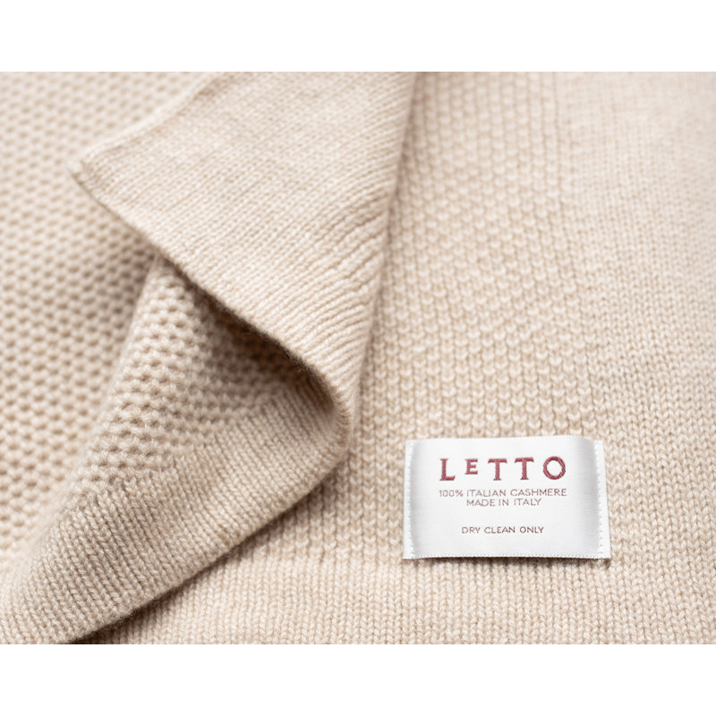 Domenica Knit Cashmere Throw Blanket, Almond